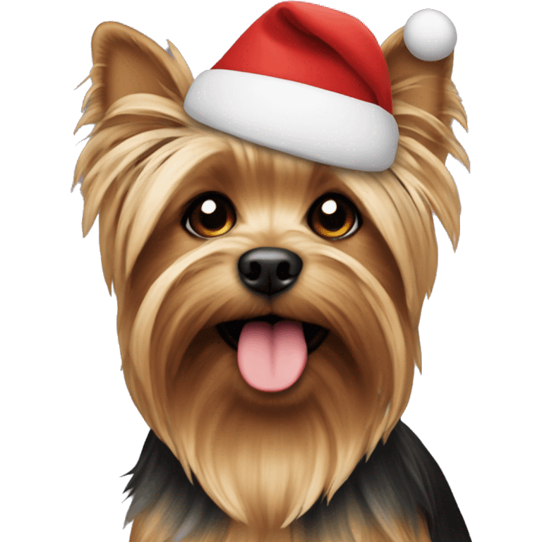 Yorky wearing a Santa hat emoji