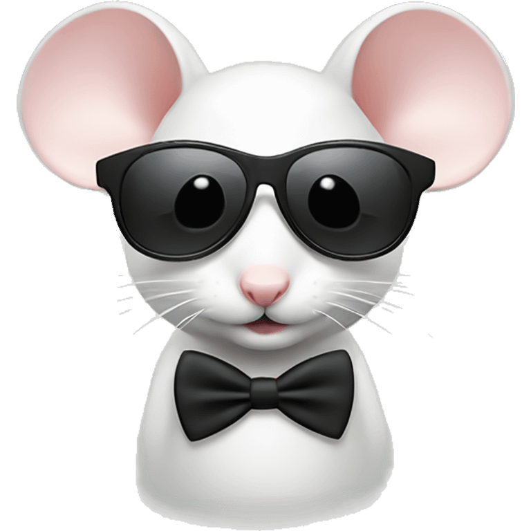 Cute little white mouse wearing sunglasses and black fake mustache  emoji