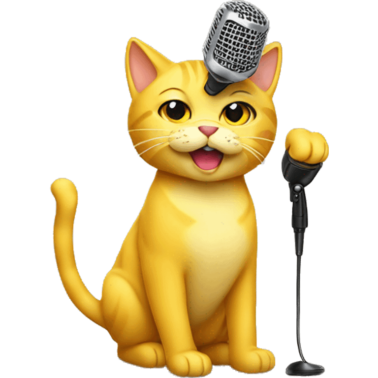 yellow cat with mic emoji