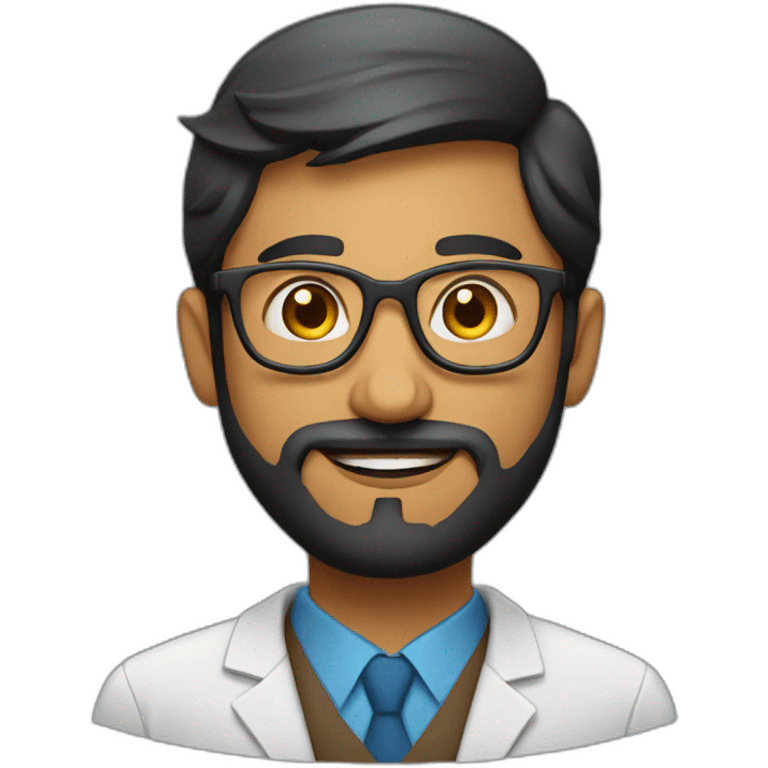 indian phd student with a short beard and round glasses emoji