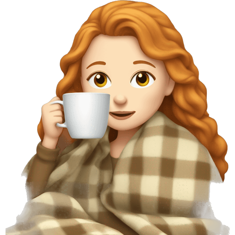 ginger white girl wearing blanket sipping tea emoji