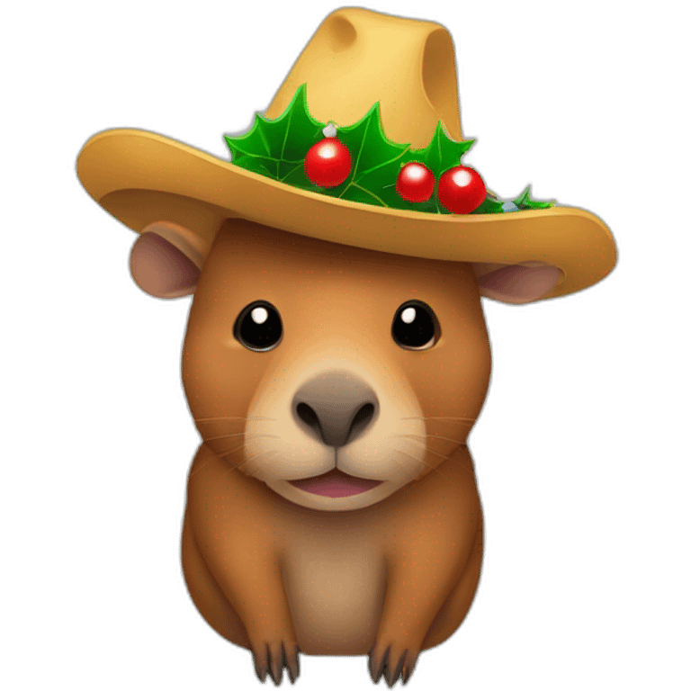 Capibara con sombrero navideño emoji