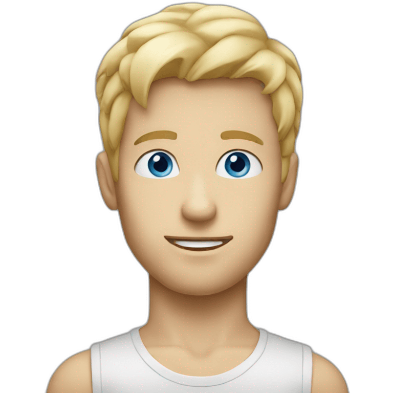 Blond man blue eyes eating big hazelnut emoji