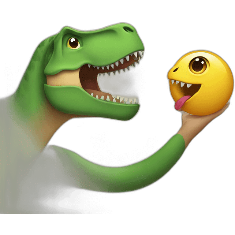 T Rex being held by an emoji emoji