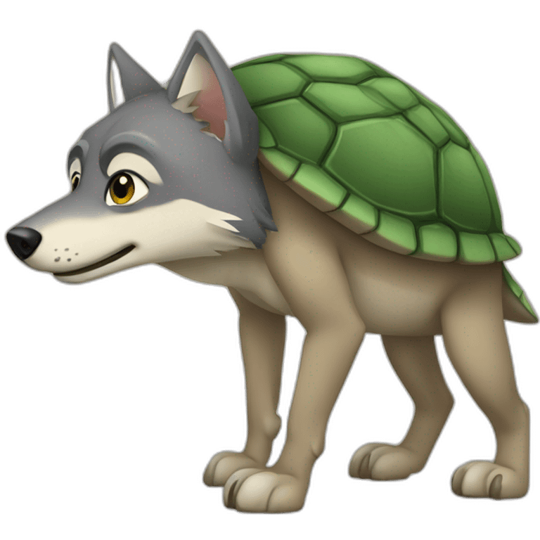 Loup sur une tortue emoji