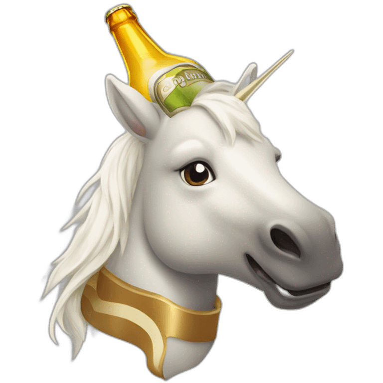 Licorne qui boit une bière emoji