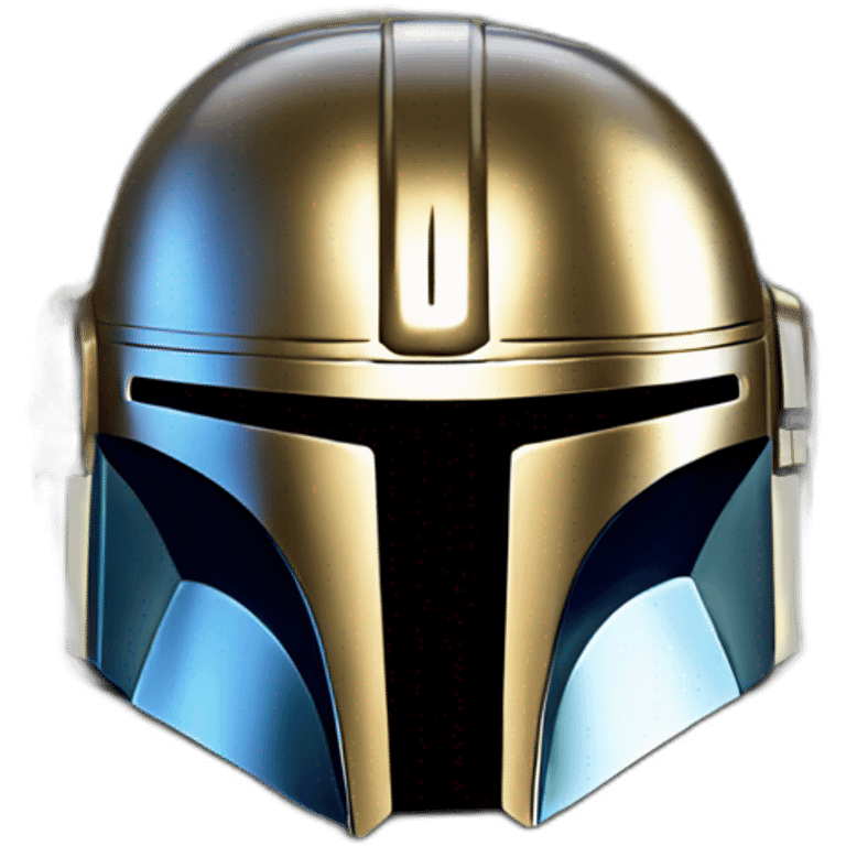 shiny blue mandalorian helmet with gold accents emoji