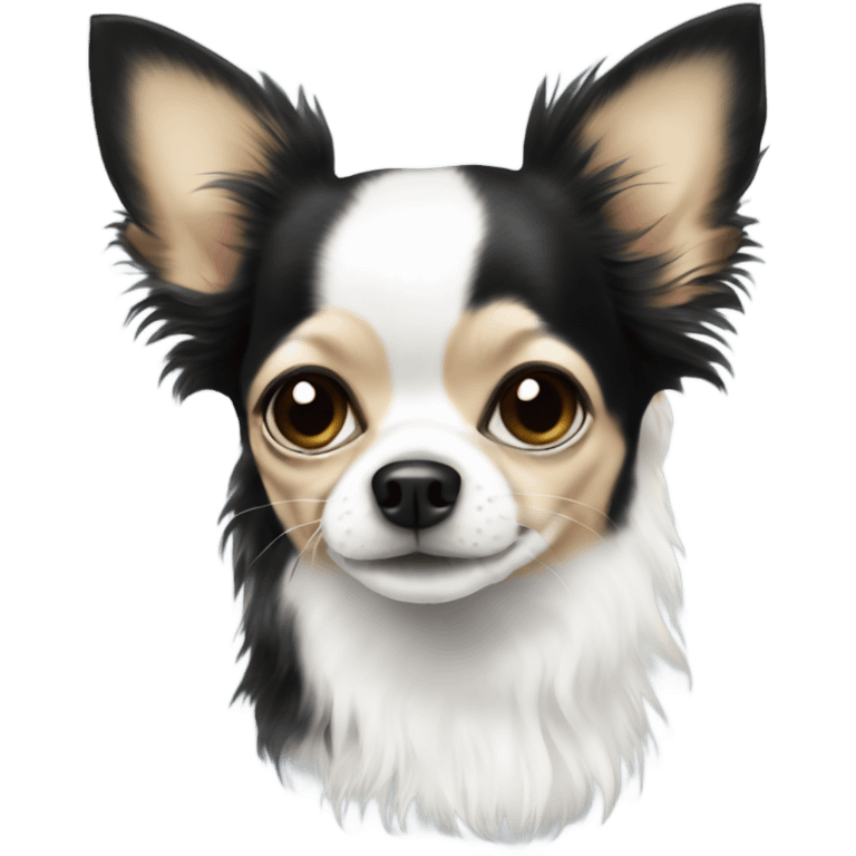 White and black long hair chihuahua  emoji