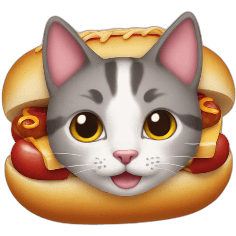 Hotdog with cat head emoji