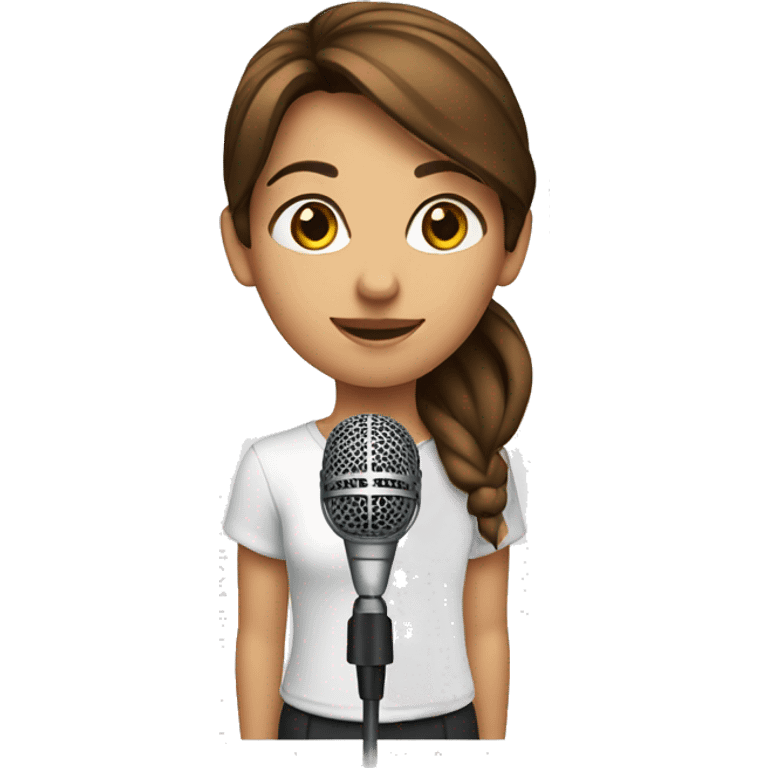 girl-with-brown-straight-hair-brown-eyes-holding microphone white shirt emoji