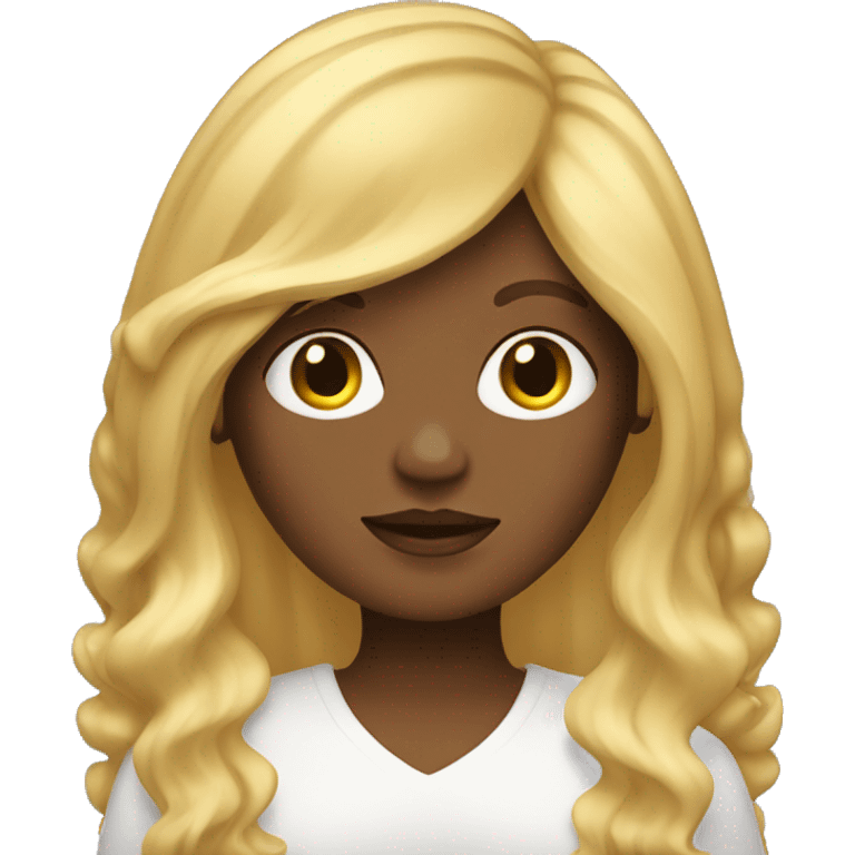 women with curtain bangs and long golden hair emoji