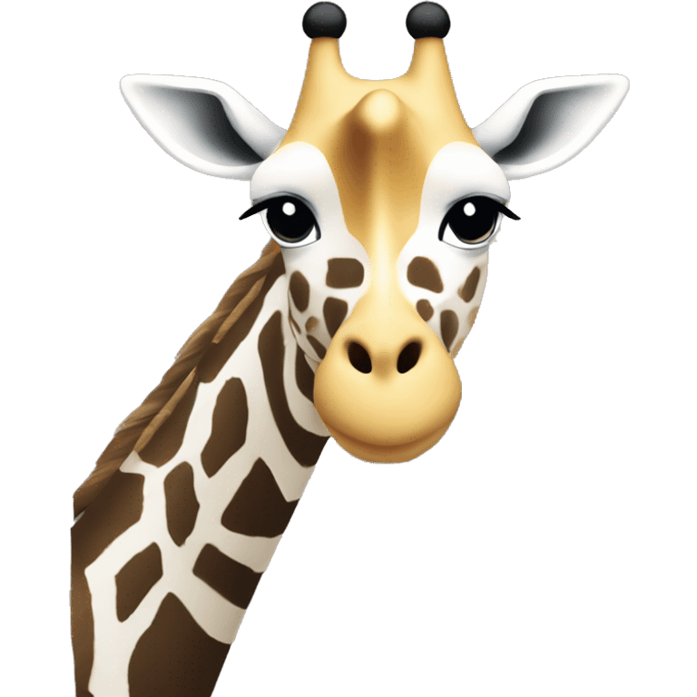 Block letter “U” but it is a Giraffe head on one side facing left and zebra head on other side facing right emoji