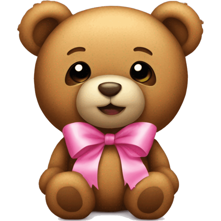 Teddy bear with a pink bow emoji