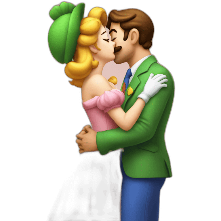 Luigi Kissing Peach emoji