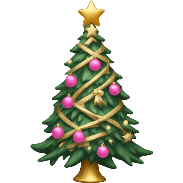 Pink Christmas tree gold emoji