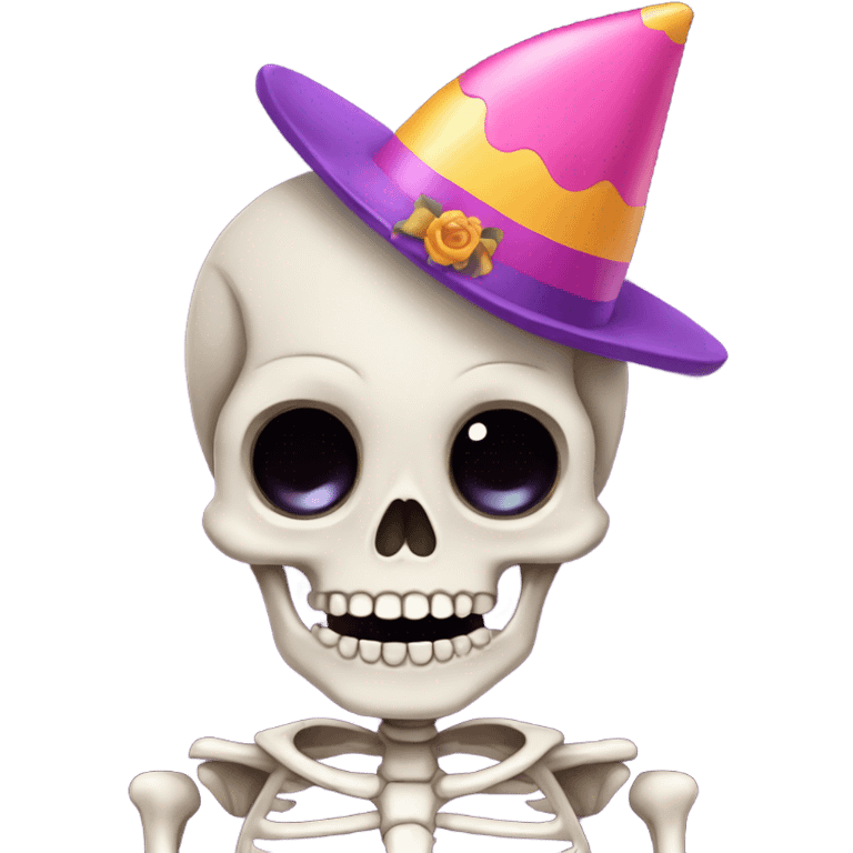 Cute Skeleton wearing birthday hat  emoji