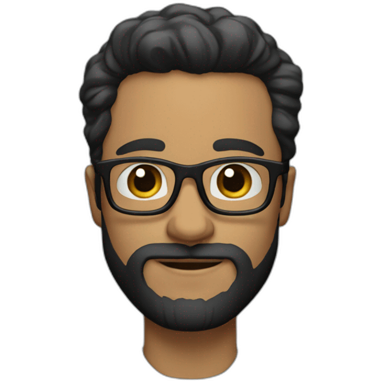 White man with black hair and beard big forehead wearing glasses emoji