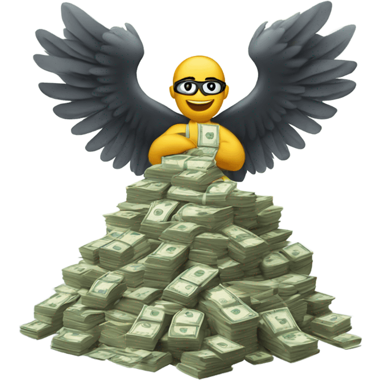 A gigantic stack of money with wings emoji