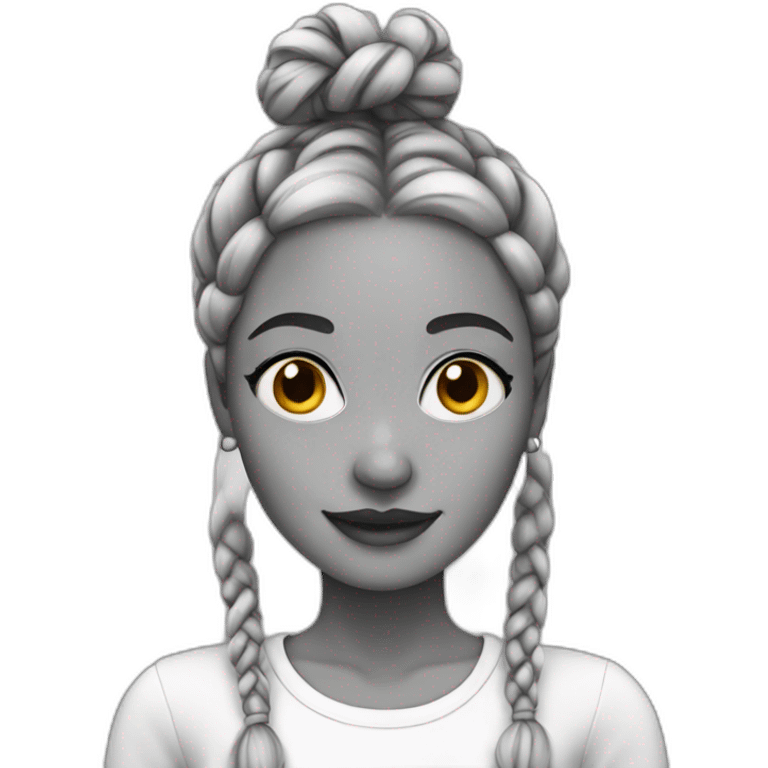 Woman with braids mixed black and white emoji