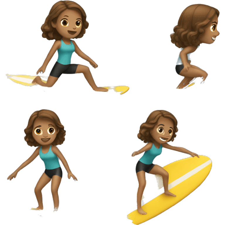 A brown haired girl Surfing  emoji