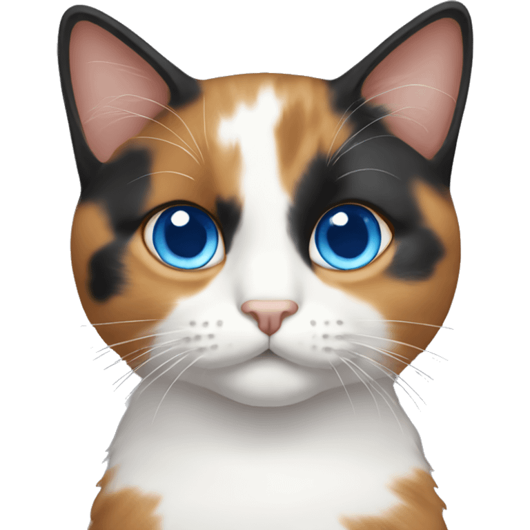 Calico cat with blue eyes emoji