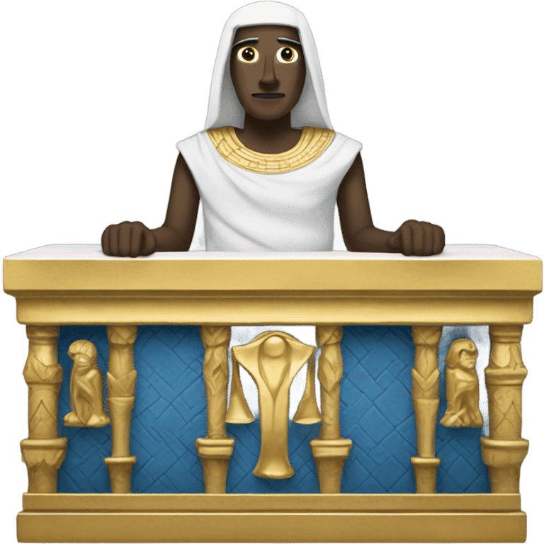 sarcophagus gold blue white black , full body  emoji