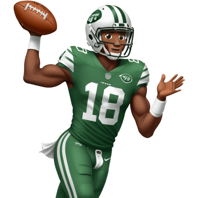 DK metcalf as NY Jets player dropping a football emoji