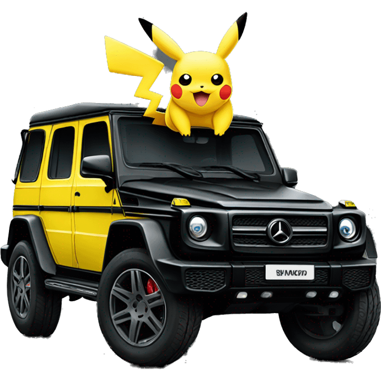 Pikachu on a black g wagon emoji