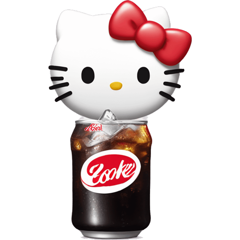 hello kitty drinking a Diet Coke in a cute way emoji