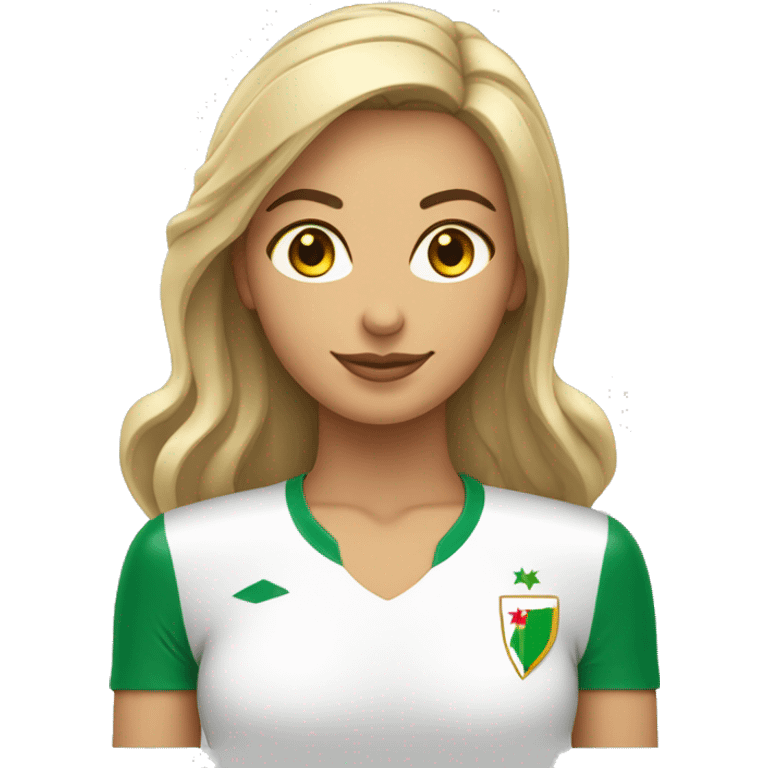  femme qui porte le maillot de foot de l’Algérie emoji