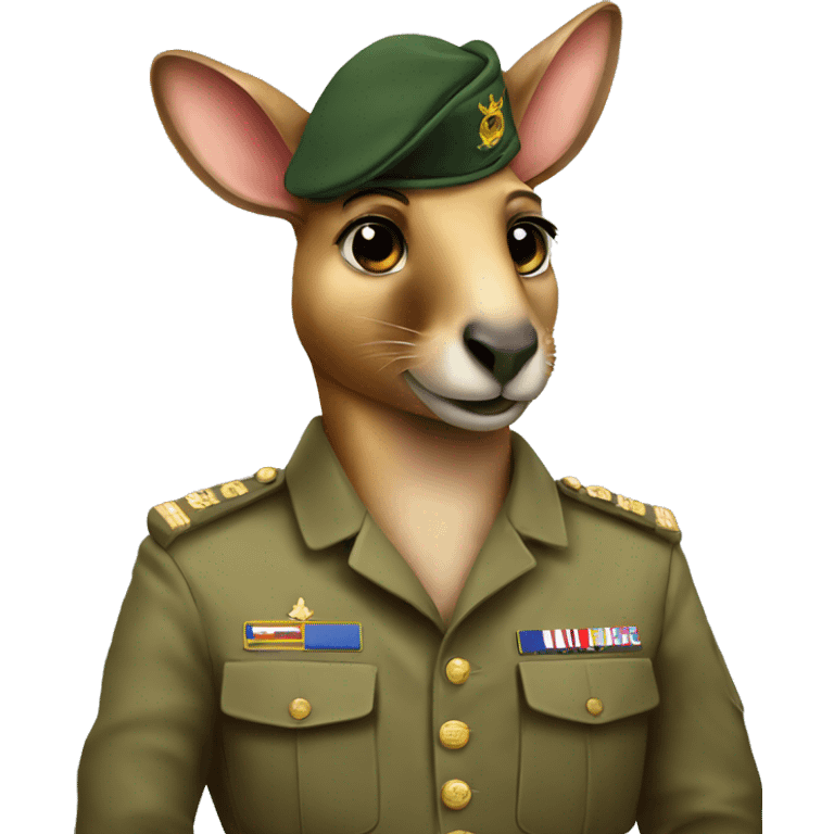 A kangaroo in military uniform  emoji