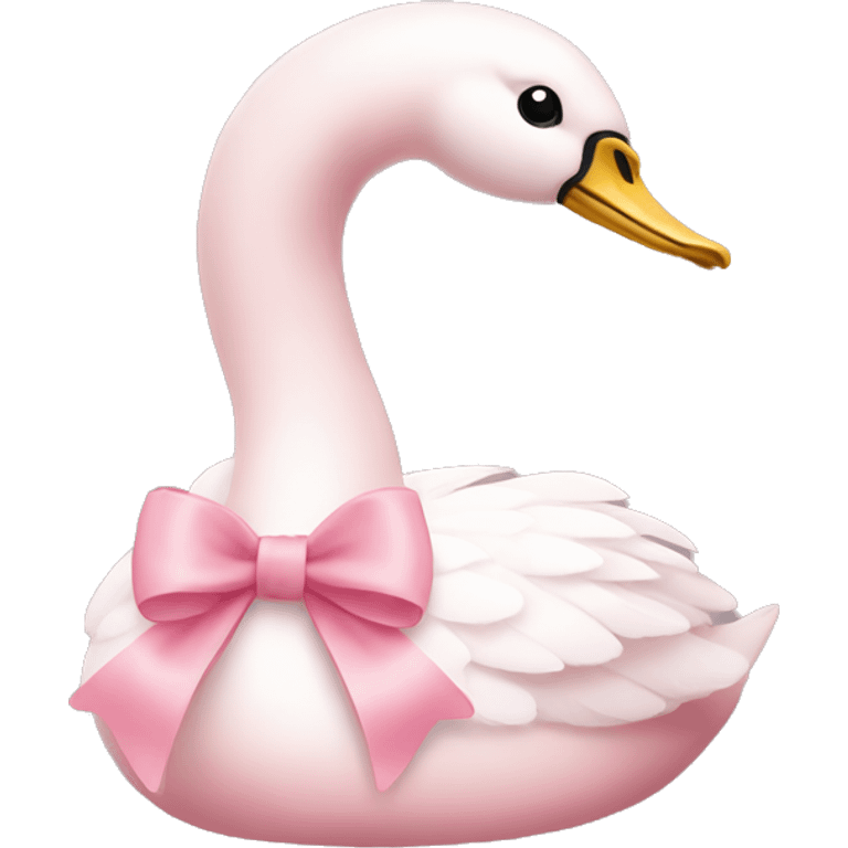 pastel pink swan with a light pink bow emoji