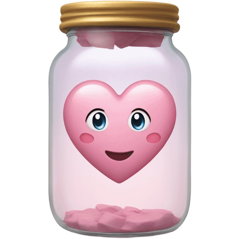 pastel pink heart inside a glass jar emoji