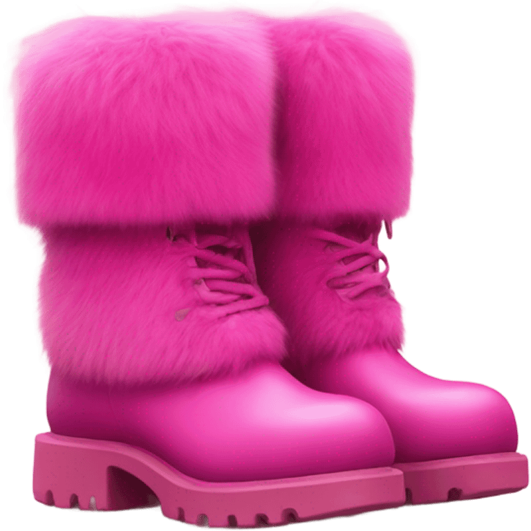 Platform UNIF boots pink fur emoji