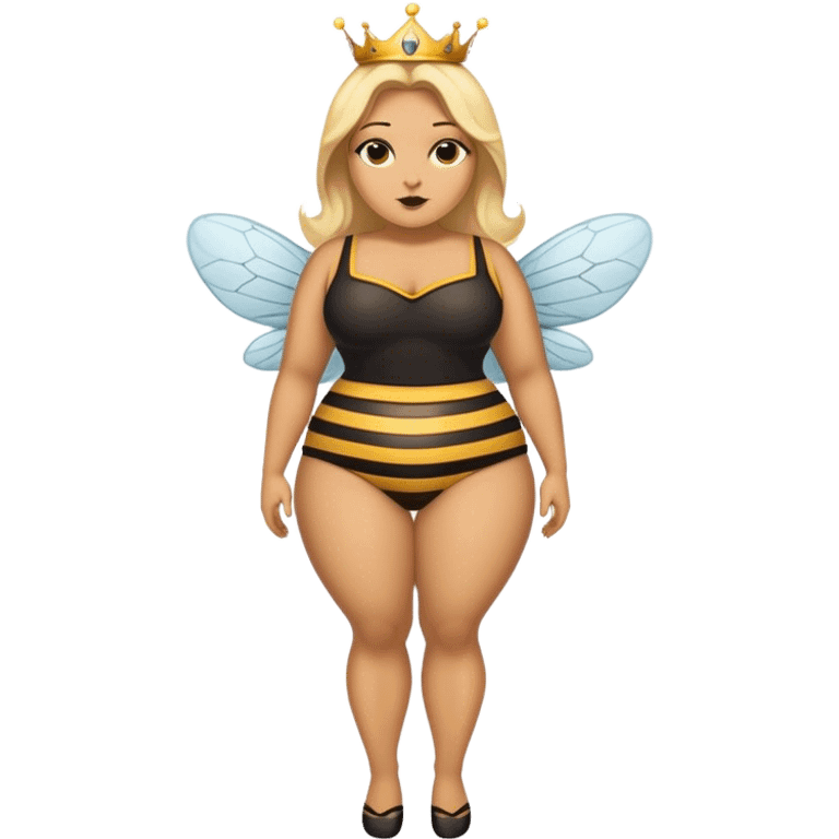 full body Plus size blonde lesbian queen bee with mole on left chin emoji