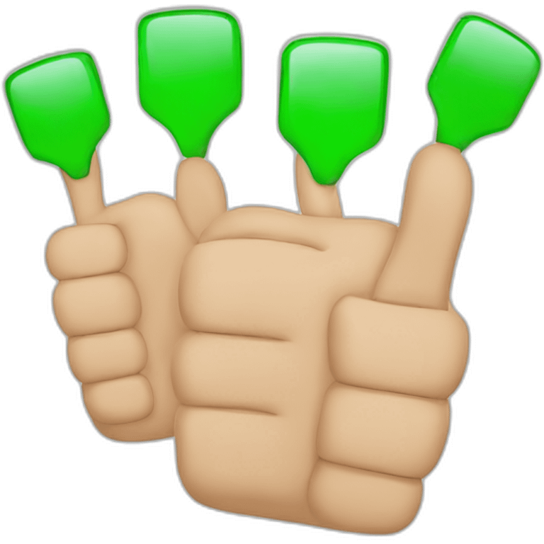 three flat thumbs up signs green emoji