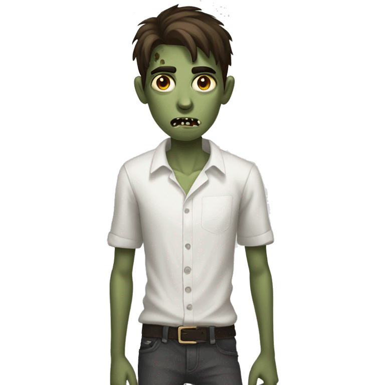 teen boy zombie with medium dark brown hair and white shirt emoji