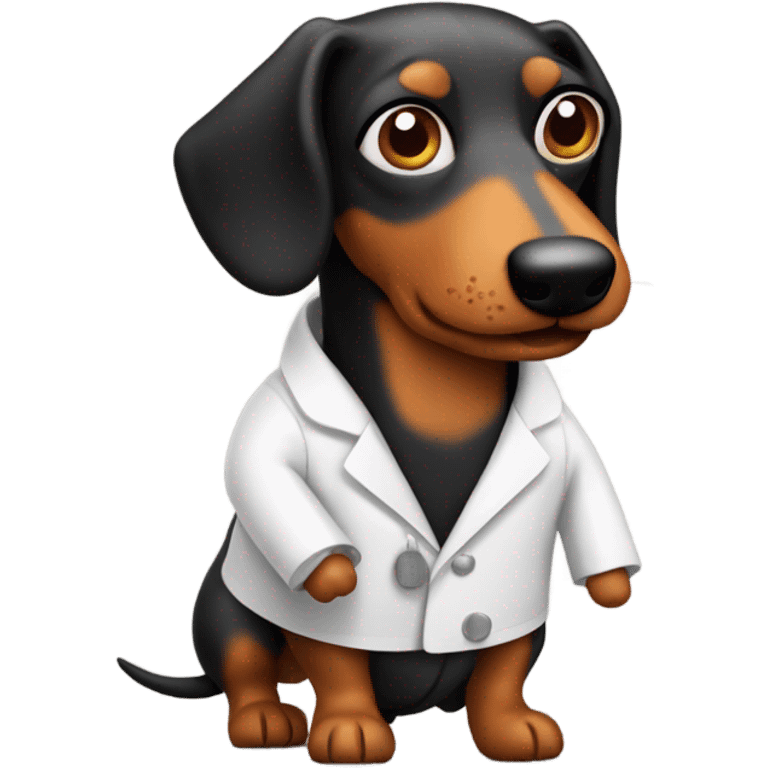 Sausage dog with a scientist coat  emoji