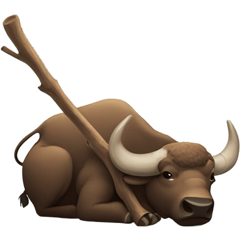 Buffalo with a big stick on its belly emoji