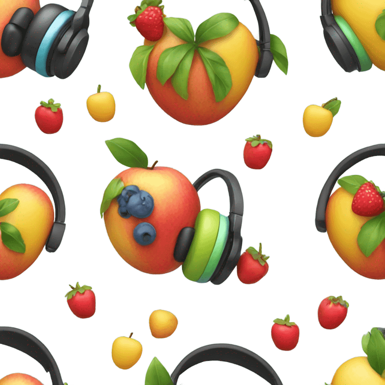 headphones with bow and fruit designs emoji