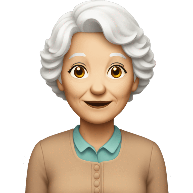 old lady short white hair with side bangs  emoji