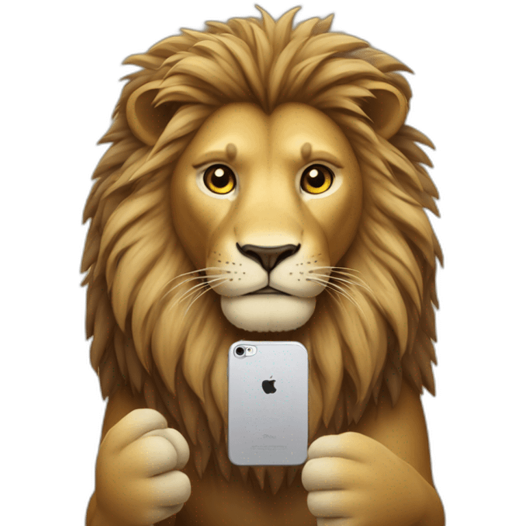 lion holding an Iphone emoji