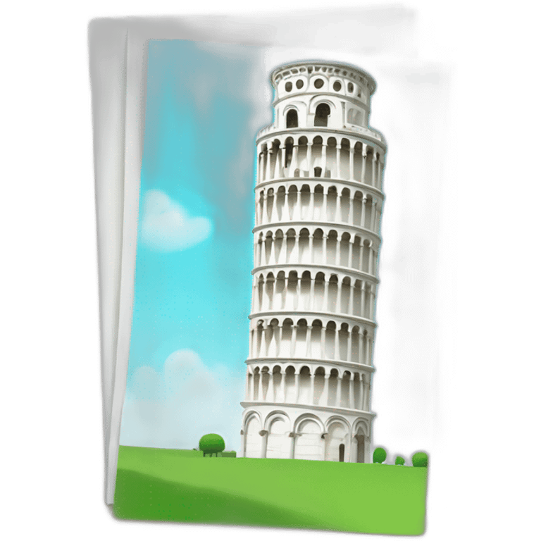 A colorful flashcard about the Leaning Tower of Pisa emoji