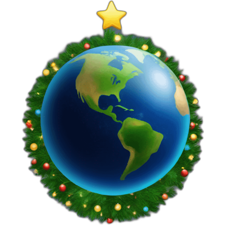 planet earth as christmas tree sphere emoji