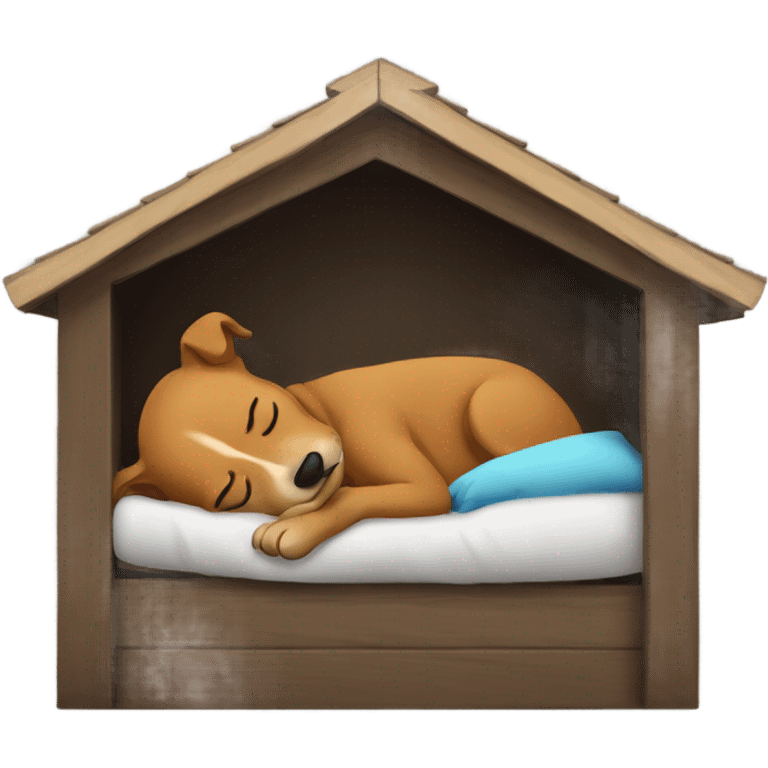 Human guy sleeping outside in a dog house emoji