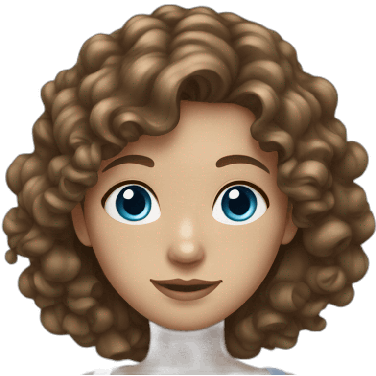 girl with long curly brown hair blue eyes emoji