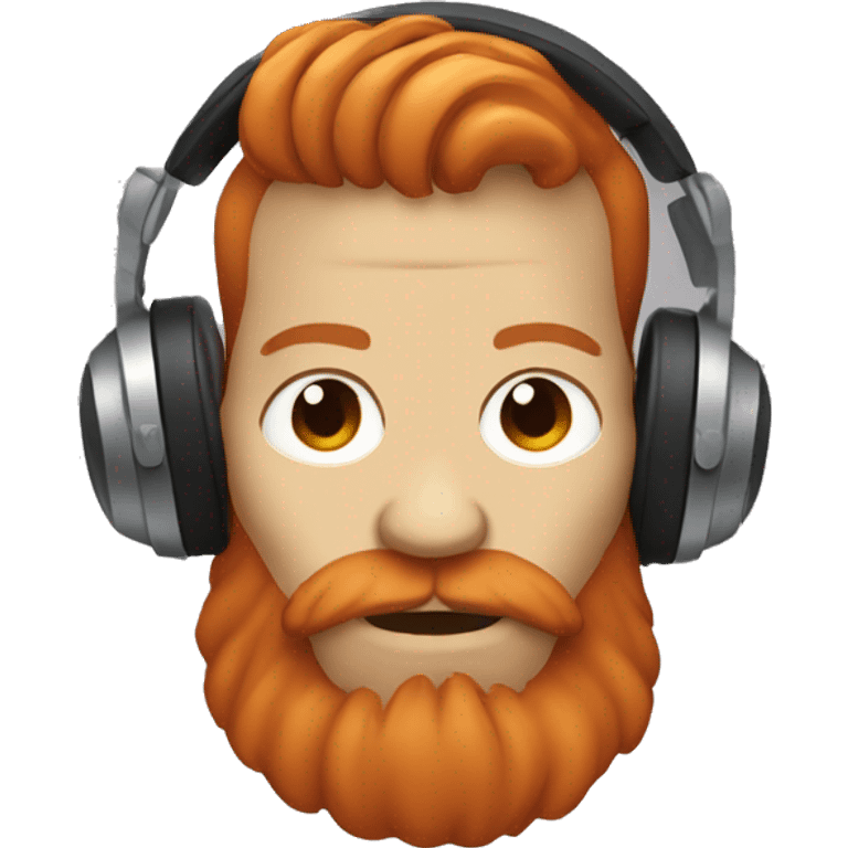 skull with ginger hair and ginger beard wearing headphones emoji