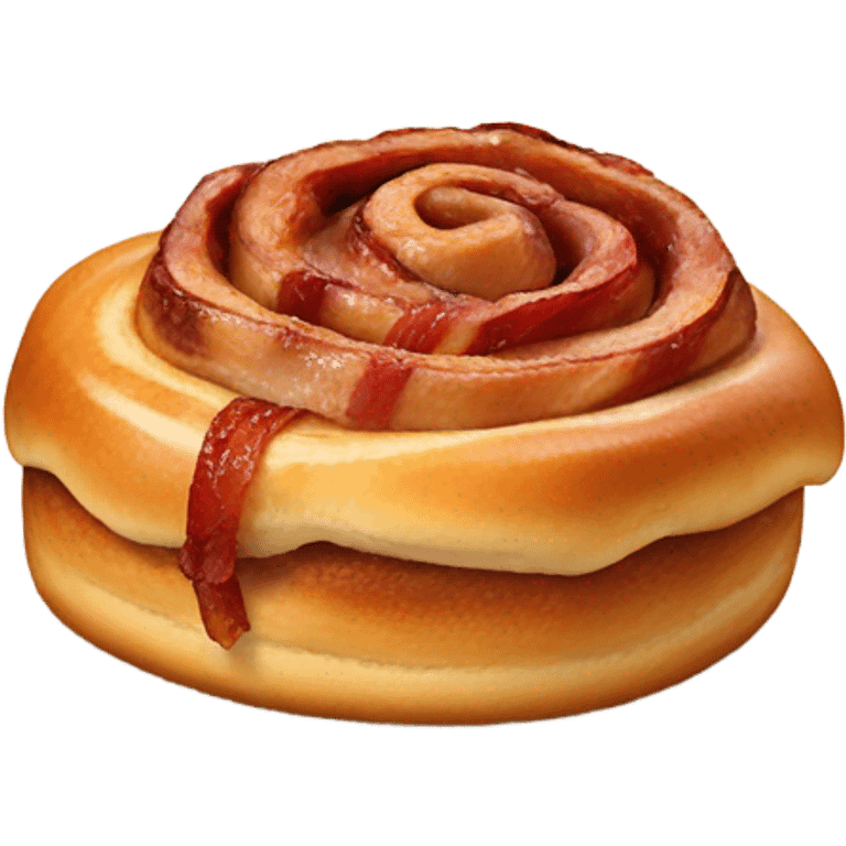 One Cinnamon bun with bacon on top emoji