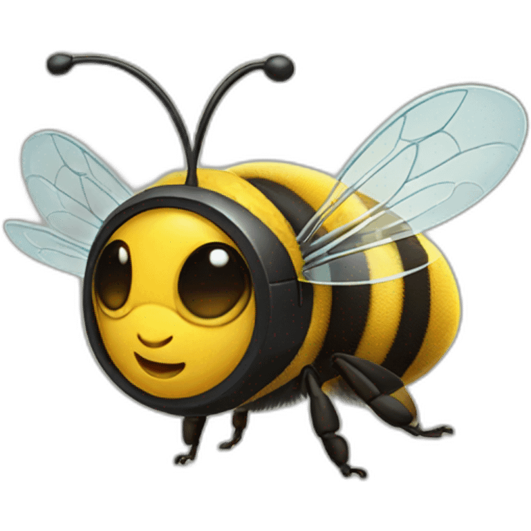 bee wearing a headset emoji