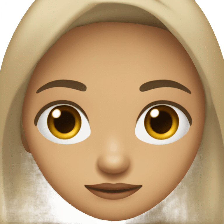 Una niña de color carne, pelo moreno ojos marrón y que lleve las ugc chandal blanco y bolso beis emoji